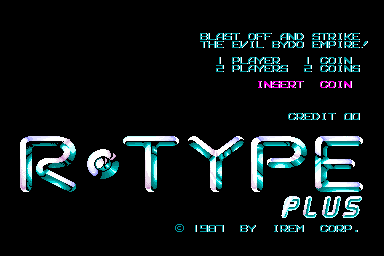 The attract title: R-TYPE with PLUS under it, a glint across the P